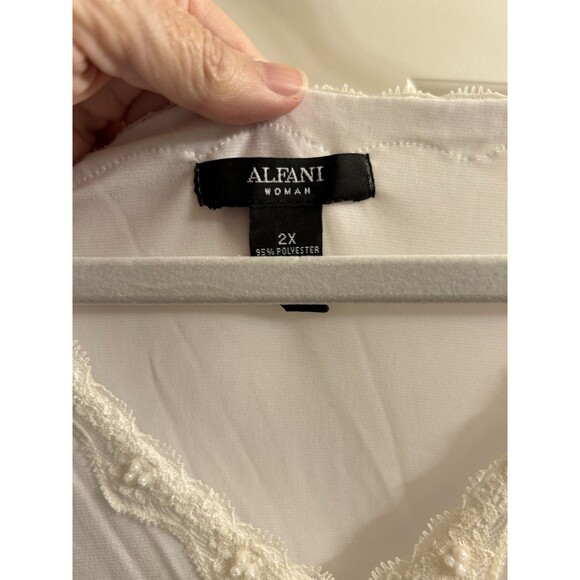 Alfani Womens Top Size 2X White Lace Sequins V-Neck Sleeveless Y2K Whimsygoth - Picture 5 of 5